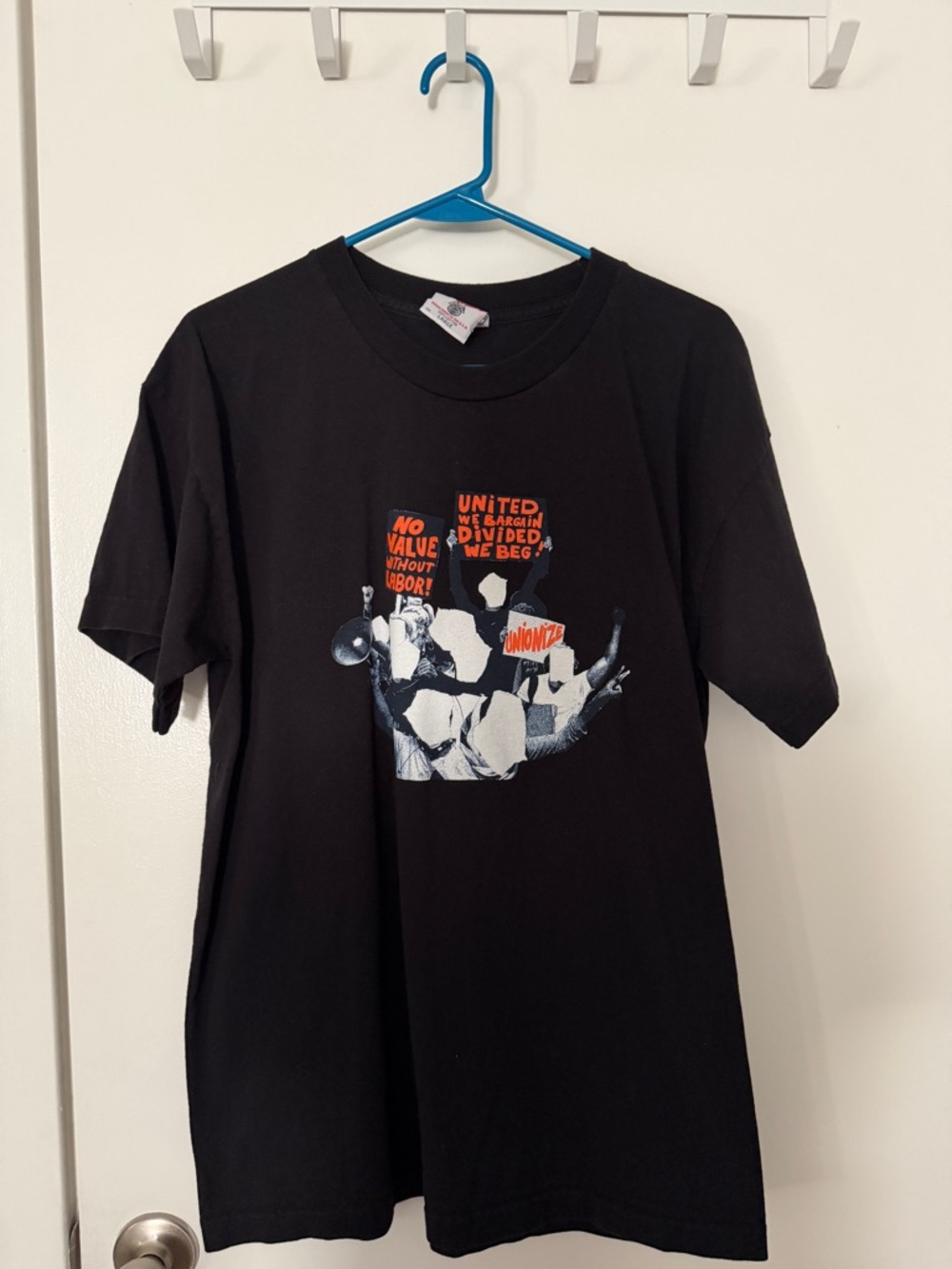 Ideologie Black Graphic Protest T-Shirt with Orange & White Print